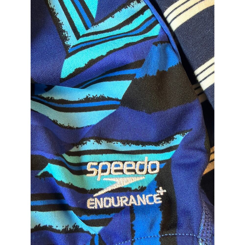 Speedo Endurance+ Blue Geometric Open Back One Piece Swimsuit Size 6 - Picture 5 of 6